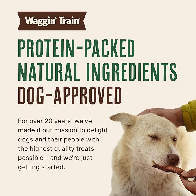 Waggin' Train Chicken Jerky Dog Treats, Made with 100% Real Chicken Breasts, Only Two All-Natural Ingredients, Great High Protein Dog Treat, Easily Digestible for Big or Small Dogs, 18 oz. Pouch