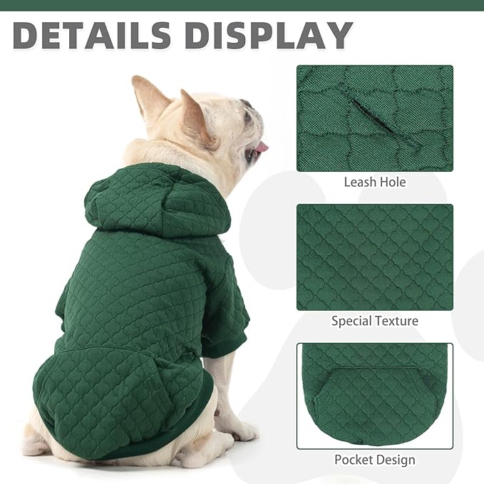 KOOLTAIL Dog Hoodie for Small Medium Large Dogs, Ultra-Warm & Soft Winter Fall Fleece Dog Hooded Sweatshirt Clothes Sweater, Lightweight Pullover Coat for Boy Girl Bulldog Pitbull Puppy Cats,Green M-L