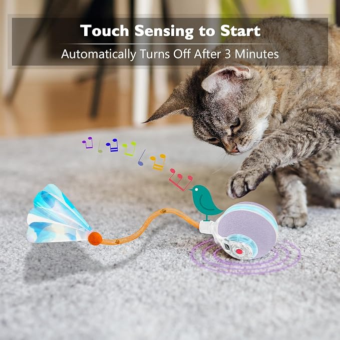 YVE LIFE Interactive Cat Toys Ball for Indoor Cats,[Newly Upgraded] Agile Moving Cat Ball with Elastic Mesh Tail,Automatic Kitten Toys for Bored Indoor Adult Cats,Motion Activated (Purple)