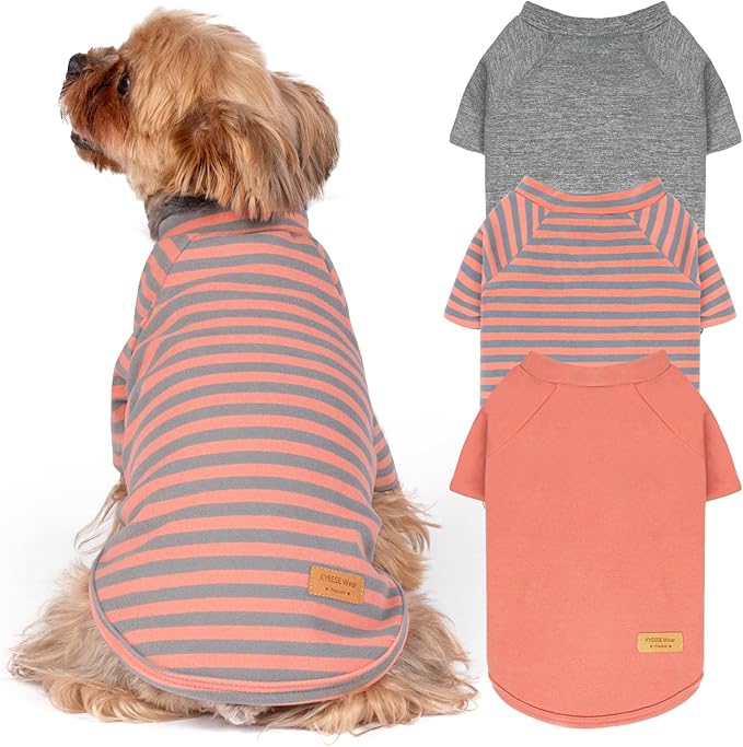 KYEESE 3Pack Dog Sweater, Soft Pet Sweatshirt Stretchy Pullover Dog Sweater for Small Medium Dogs Girl Boy, Lightweight Fleece Pet Shirt Clothes with Sleeves, XL