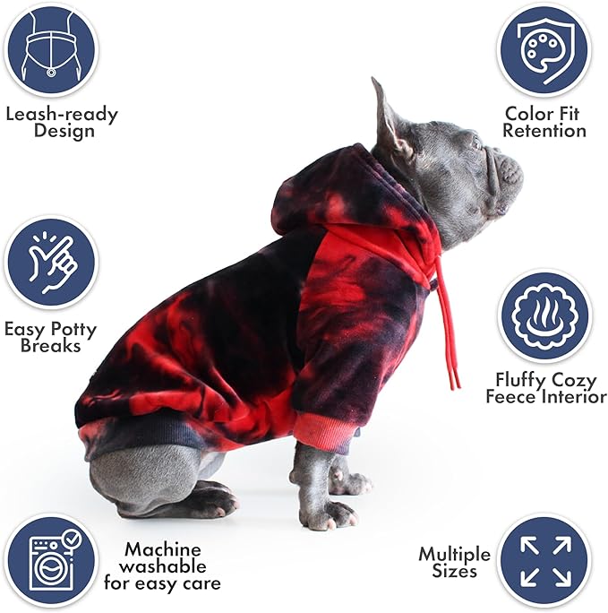 Spark Paws Dog Hoodie – Premium Dog Sweater for Small, Medium, and Large Dogs | Warm Outfits for French Bulldogs, Pitbull, Puppy, Winter Jacket Alternative - Red & Black - 4XL