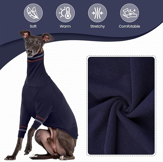 Greyhound Dog Sweater, Italian Greyhound Coat for Large Dogs, Whippet Pullover Turtleneck Stretchy Knit Sweatshirt, Greyhound Thermal Clothes Pajamas Sighthounds Jumpsuit for Cold Weather XXXL