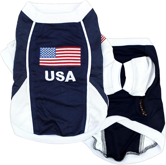 Parisian Pet Dog Jersey - Embroidered “ USA “ Breathable Mesh Fabric - Basketball, Football, and Olympic Sportswear Pet Clothes - Lightweight for Large Dogs - 4XL