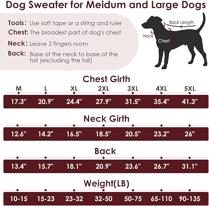 Dog Christmas Sweater, Red Knit Sweater with Leash Hole, Warm Turtleneck Sweaters for Medium Dogs Boy Girl, Fall Winter Pet Sweater Holiday Reindeer M