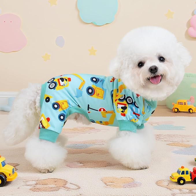 XPUDAC 4 Pack Dog Pajamas for Small Medium Sized Doggie Comfy Strechy Dog Pjs for Boy Puppy Clothes Cat Onesies Pet Outfits, 88-2XL