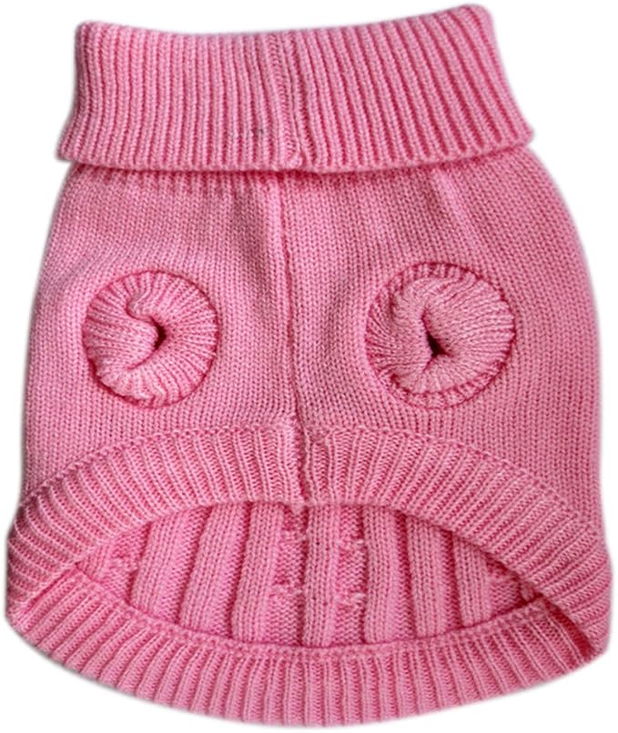 Tangpan Turtleneck Classic Straw-Rope Pro Pet Dog Sweater Apparel (Pink,XL)