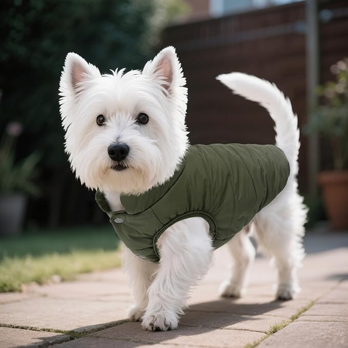ASENKU Windproof Dog Winter Coat Waterproof Fleece Jacket Cold Weather Pet Apparel for Small Medium Large Dogs (ArmyGreen, S)