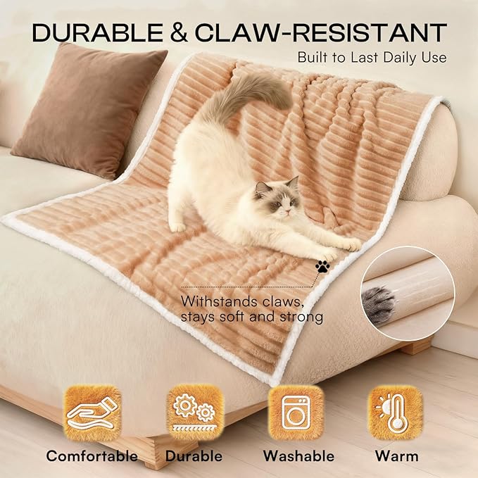 Luciphia Waterproof Dog Blanket for Large Dogs Ultra-Soft Calming Cut Pile Flannel Throw Durable & Warm Furniture Protection for Couch Bed Pet Blanket Machine Washable Warm Caramel,L(65''x57'')