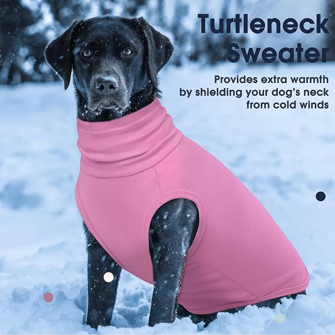 IECOii XL Dog Sweater - Stretch Fleece Vest with Turtleneck - Pink,X-Large, Warm Pullover Dog Fleece Coat for Large Dogs - Christmas Pet Sweatshirt for Boys & Girls, Machine Washable