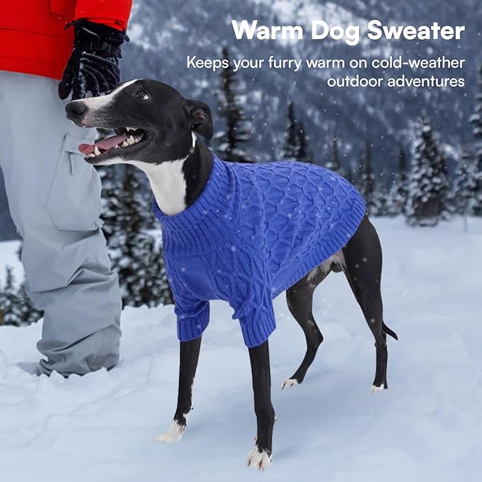 Queenmore Dog Sweaters for Large Dogs Girls Boys,Warm Pullover Extra Large Dog Sweater,Dogs Christmas Sweaters,Classic Turtleneck Thick Clothes for Extra Large Pets, Pitbull, Boxer(Royal Blue,2XL)