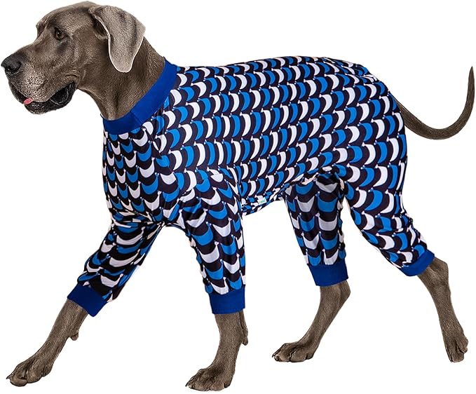 LovinPet Jammies for Large Dogs - Anti Licking & Anxiety Calming Dog Shirt, Lightweight Stretchy Summertime Print, Pitbull Shirt, Large Dogs Onesie, Pitbull Clothes, Dog Costume for Parties, Black M