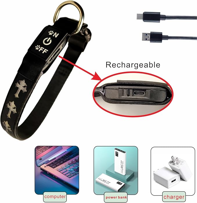 Light Up Glow Dog Collar with Chinese Style AirTag Holder,