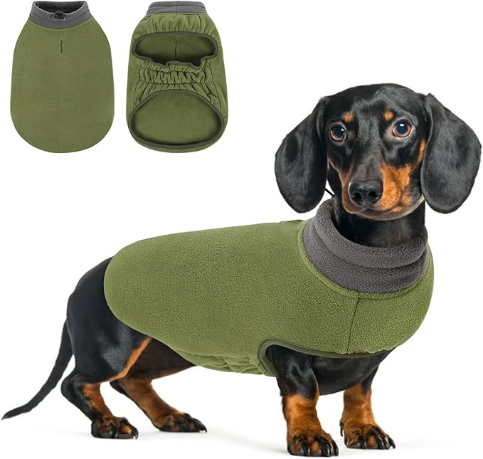Queenmore Dog Sweater,Soft Fleece Vest Pullover Dogs Jacket with Elastic Stretchable,Warm Winter Dog Coats Cold Weather Doggy Dachshund Sweaters for Small Dogs Cats Boy or Girl (Green, S)