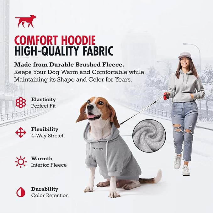 Tuff Pupper Dog Hoodie | Premium Quality Insulated Fabric | Ultra Soft Interior for Superior Comfort | Elastic Cuffs & Drawstring for Warmth | Stretch Fit Suitable for All Breeds (Gray, 3XL)