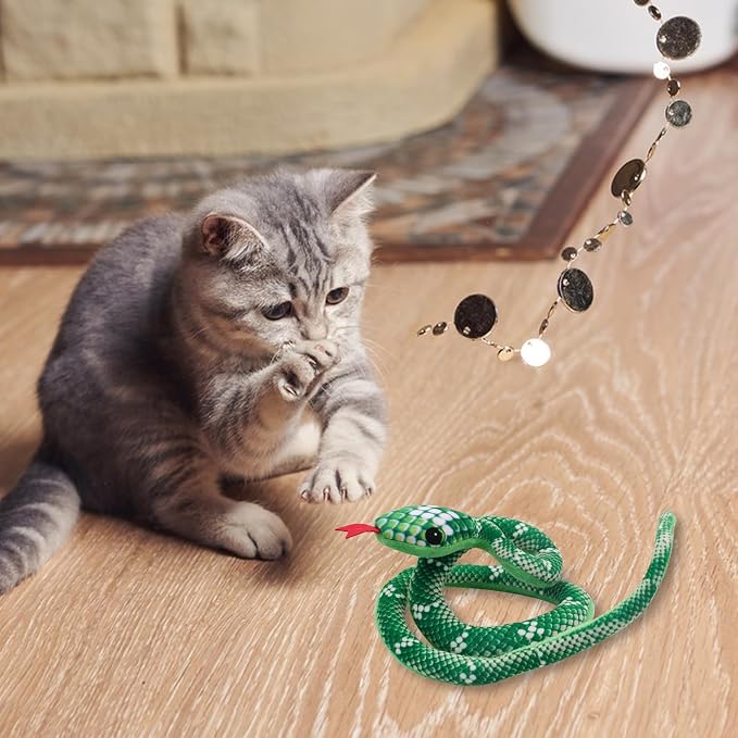 Andiker Catnip Toy,31.5inches Stuff Snake Interactive Snake Toy for Cats to Chew and Scrab (Green)