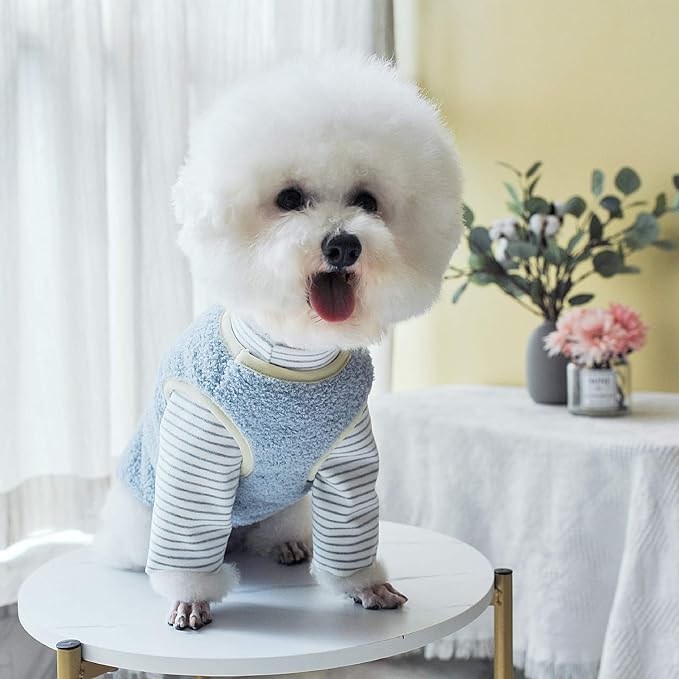 Warm Plush Dog Vest for Winter Soft Fleece Lining Sweater for Small dog Cat Cute Puppy Kitten Clothes Blue 16
