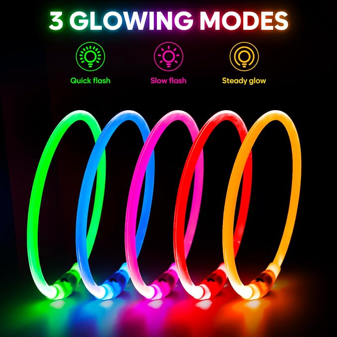 Led Dog Collar - Waterproof Lighted Pet Collar Rechargeable for Night, TPU Cuttable Light Up Doggie Collar for Small, Medium, Large Dogs Walking (Green)