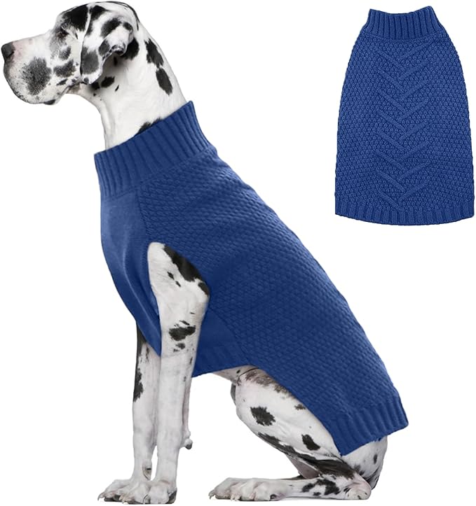 IECOii Big Dog Sweater - XXXL Dog Sweaters for Extra Large Dogs - Warm Winter & Fall Coat - Blue-4XL