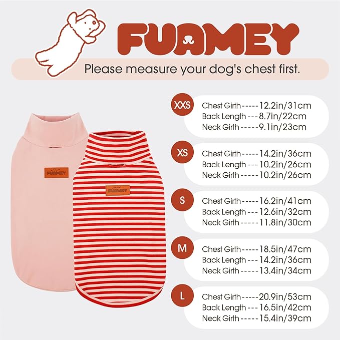 FUAMEY 2 Pack Dog Fleece Vest for Large Dogs,Shih Tzu Frenchie Stretchy Dog Sweatshirts Warm Dogs Pullover Winter Pet Sweaters with Leash Hole Puppy Turtleneck Sleeveless Pink Stripes L