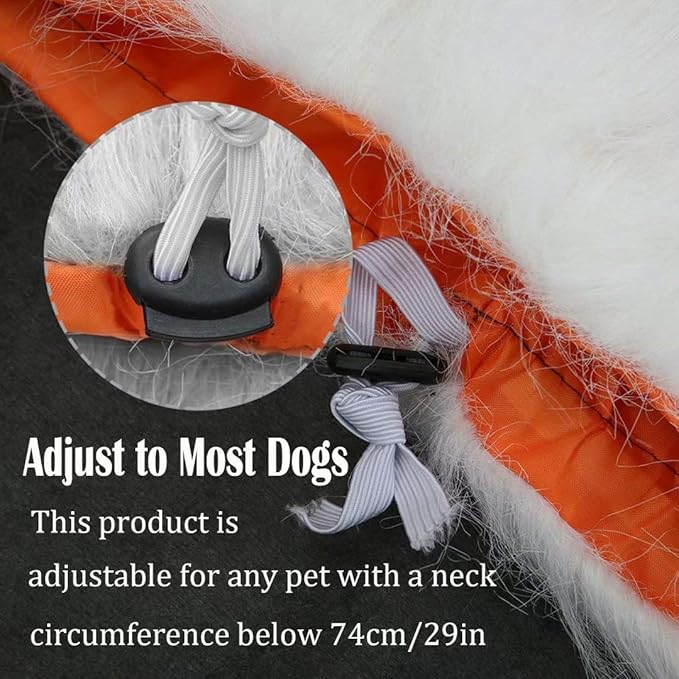 Lions Mane for Large Dog Halloween Costumes, Pet White Wig with Ears