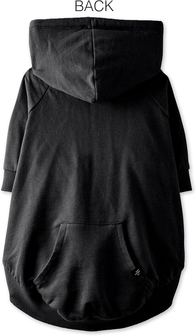 Rocky II - The Extra Comfy Hoodie, Organic Cotton and Recycled Poly Dog Hoodie Pet Coat Sweater for Small, Medium, Large Dogs, Black, Small (10-25 lbs)