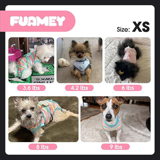 FUAMEY Recovery Suit for Dogs After Surgery,Soft Breathable Dog Bodysuit E-Collar & Cone Alternative Surgical Suit,Male Female Dog Neuter Spay Suits Anti Licking Wounds Onesie Green Black Stripes XS