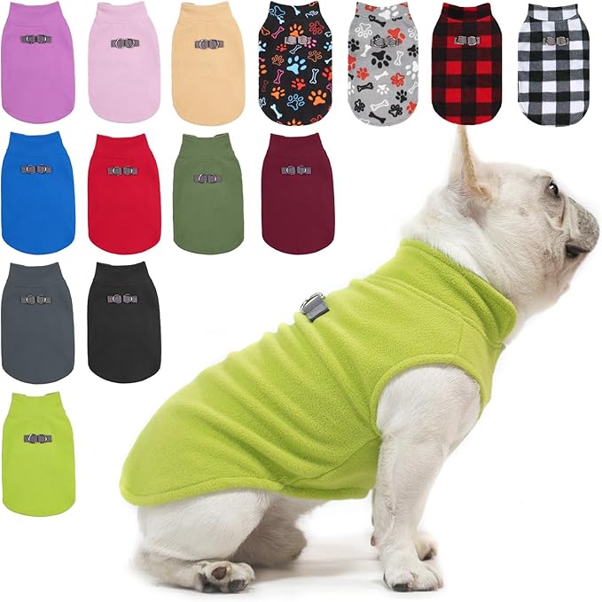 BEAUTYZOO Dog Fleece Vest Sweater Winter Jacket for Small and Medium Dogs with D-Ring Leash Cold Weather Coat Hoodie for XS S M Dogs Boy or Girls