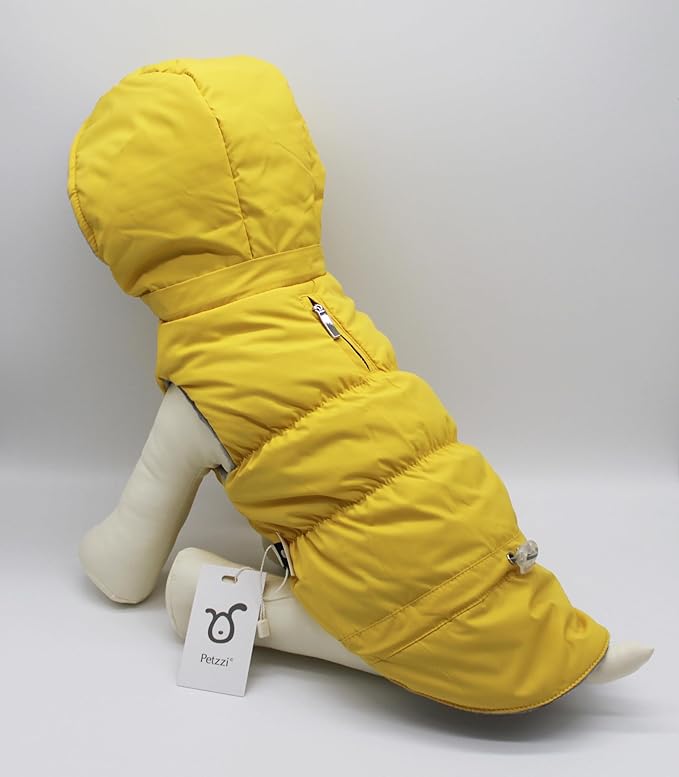 Warm Dog Coat Jacket with Detachable Hood Harness Hole Winter Coat Pet Clothes Dog Cold Weather Coats Cozy Snow Jacket Vest for Small Medium Large Dogs - Blake (Yellow, Medium)