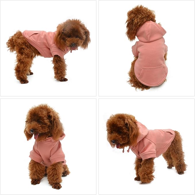 Lovelonglong Blank Basic Hoodie Sweatshirt for Dogs 100% Cotton Fits Small Medium Dachshund Large Dog Lotus-Pink M
