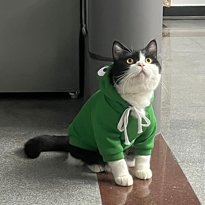 Dog Hoodie Basic Sweater Coat Cute - Frog Shape Warm Jacket Pet Cold Weather Clothes Outfit Outerwear for Cats Puppy Small Medium Dogs (XXL)