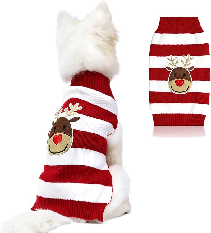 NACOCO Dog Reindeer Sweaters Dog Sweaters New Year Christmas Pet Clothes for Small Dog and Cat (Red, Medium)