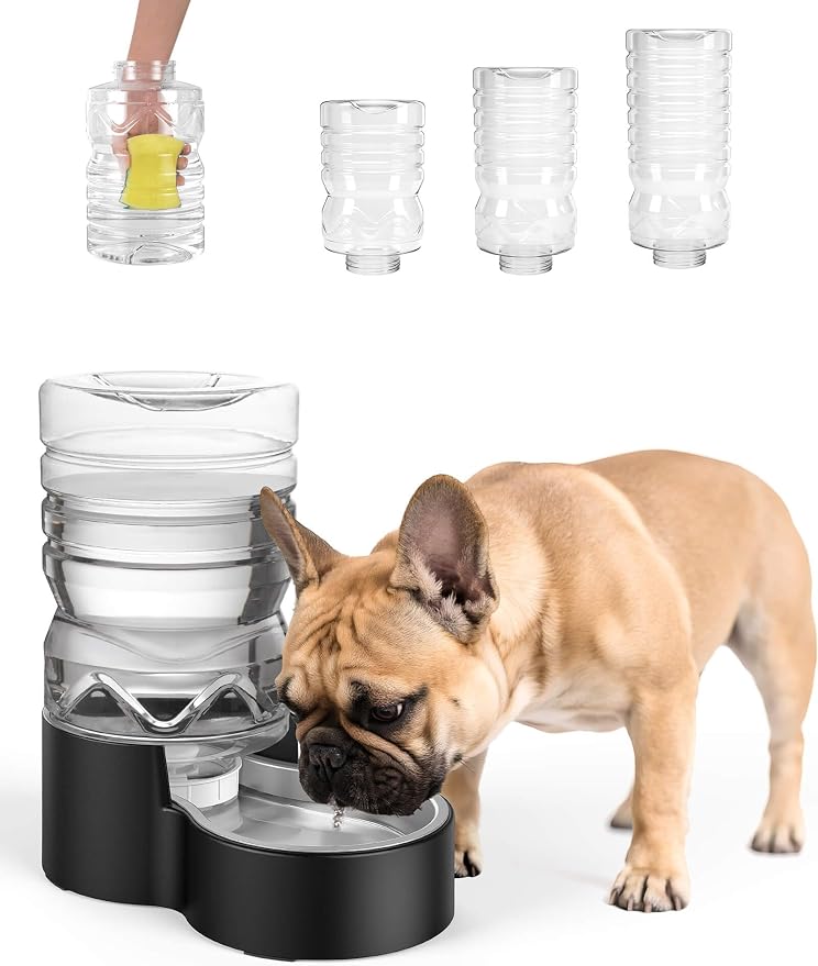 Heouvo 1.7 Gallon Automatic Dog Water Dispenser (6.5L-Black)