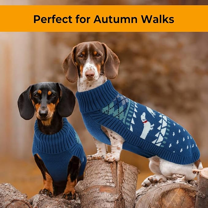 Lelepet Dachshund Sweater, Turtleneck Dog Sweaters for Small Dogs, Warm Pullover Knitted Pet Coat, Cold Weather Dachshund Clothes, Fall/Winter Cozy Outfit (XS-XL)