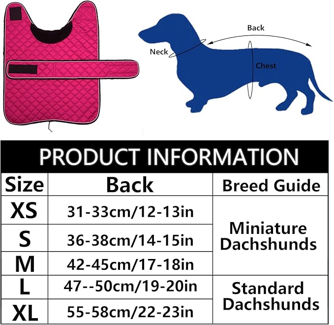 Dachshund Coat Dog Coats for Dachshunds Dachshund Winter Jacket with Padded Fleece Outdoor Dog Clothes with Adjustable Bands - Pink - L
