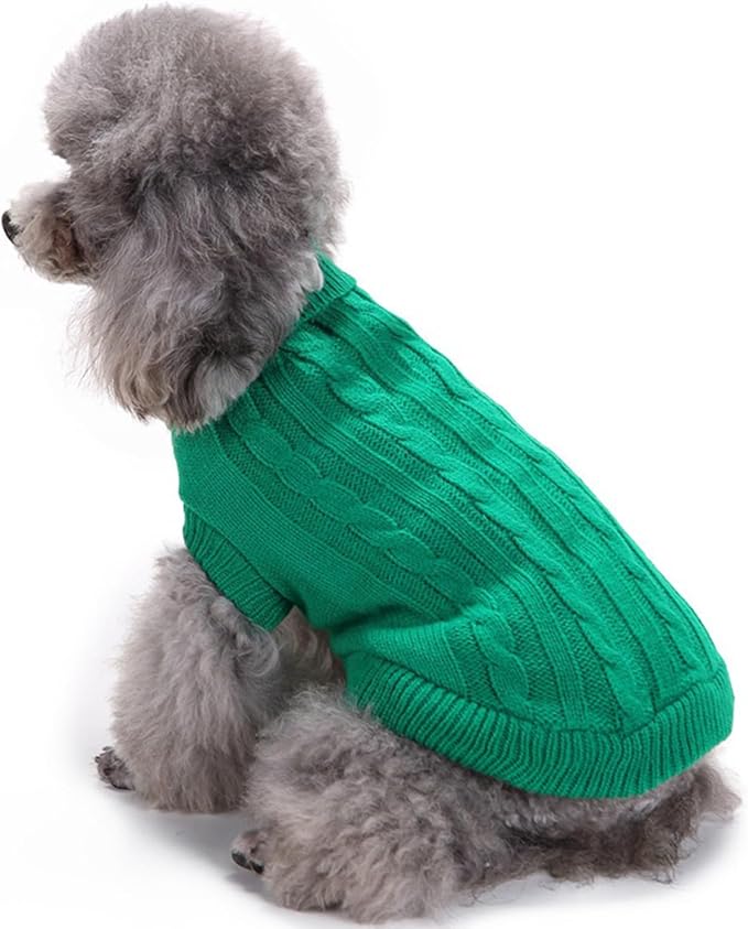 CHBORCHICEN Small Dog Sweaters Knitted Pet Cat Warm Dog Sweatshirt Winter Clothes Kitten Puppy Sweater (XX-Small, Green)