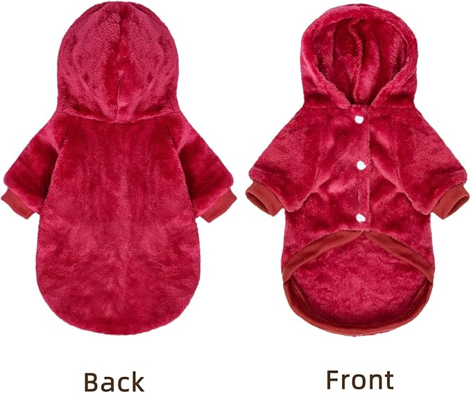 FabriCastle Dog Hoodie Sweater for Small Dogs Boy and Girl, Dog Clothes XS XXS Puppy Sweatshirt, Pet Outfit, Cat Clothing Super Soft Warm Snap On Closure (Wine red, X-Large)