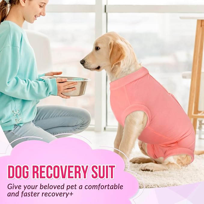 Lukovee Recovery Suit for Dogs, Onesie Surgery Recovery Suit for Female Male Dogs, Abdominal Wounds Cone E-Collar Alternative Prevent Licking Spay Recovery Suit (Peach,XXL)