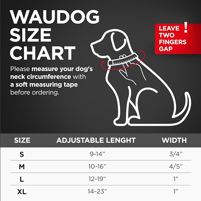 WAUDOG Waterproof Dog Collar - Adjustable Collar with Air Holder and QR Tag for Large, Small and Medium Breeds
