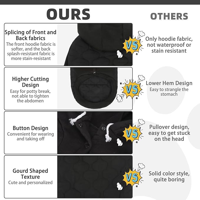 KOOLTAIL Warm Dog Winter Coat for Small Dogs, Waterproof Puppy Jacket with Leash Hole, Cold Weather Pet Vest for Winter, Soft Pet Hoodie Sweater Sweatshirt Clothes for Puppy Cats Girls Boys Black M