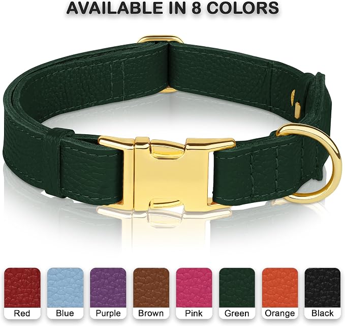 Leather Airtag Dog Collar - Soft Tracking Dog Collar with Apple AirTag Holder and Metal Buckle - Safety GPS Pet Collars for Small Medium Large Dogs Puppy Pink Red (Green, S, 12"-15" Neck Fit)
