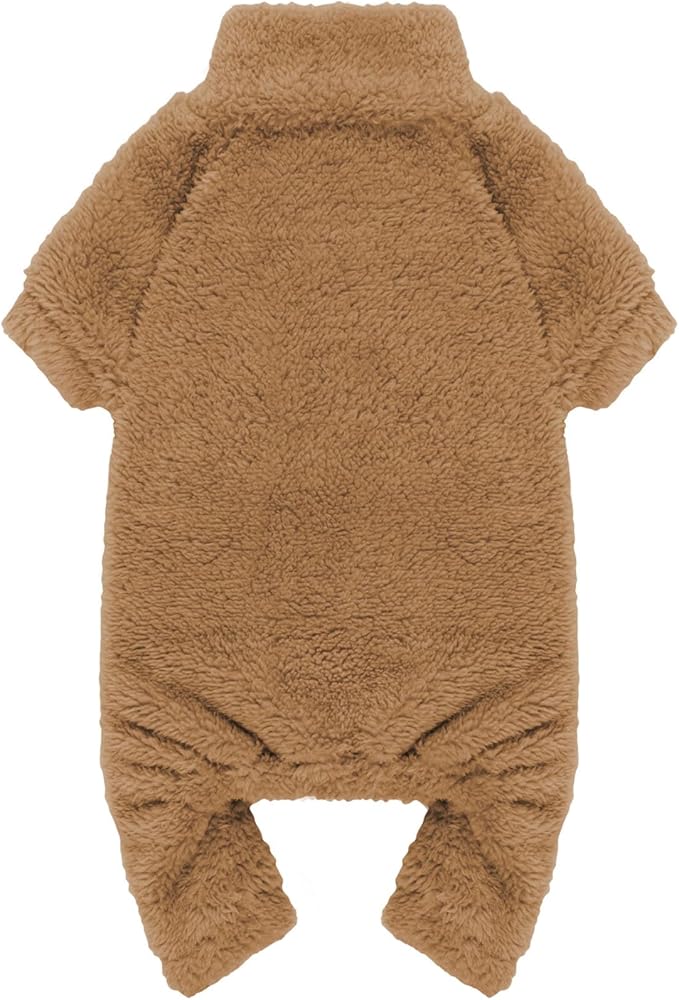 Fuzzy Dog Pajamas Turtleneck Pet Clothes Warm Soft Cozy Lightweight Pet Pjs Dog Sweaters for Small Dogs(Coffee-XS)