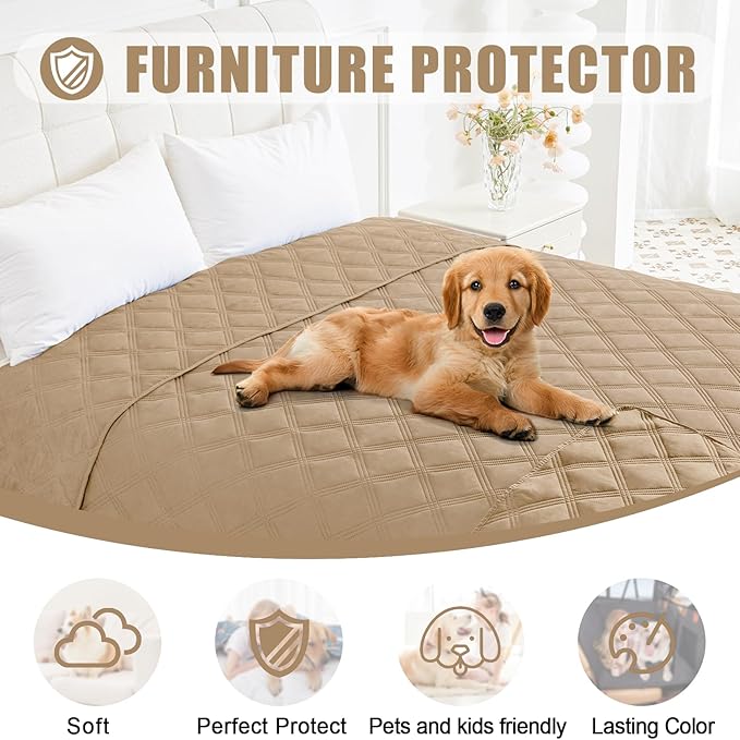 Smiry Waterproof Dog Bed Cover Blanket 40x70, Soft Reversible Pet Blanket, Washable Leakproof Cats Dogs Couch Cover for Sofa, Couch, Furniture, Lattice, Camel/Camel