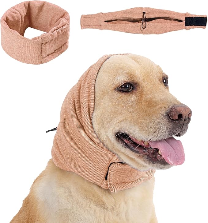 Dog Calming Hoodie, No Shake Ear Wraps for Dogs, Adjustable Dog Ear Muffs for Noise Protection, Ear Wrap Head Cover for Head Warp Anxiety Relief, Hematoma, Grooming and Force Drying