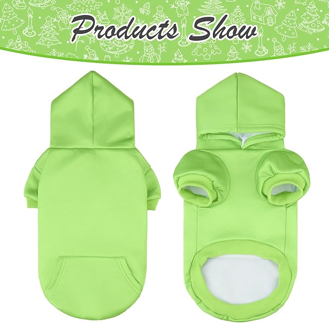 KOOLTAIL Basic Dog Hoodie - Soft & Warm Dog Hoodie Sweater with Leash Hole and Pocket, Dog Winter Coat, Cold Weather Clothes Sweatshirt for Small Medium Large Dogs Puppy Cat Boys Girls Green SM