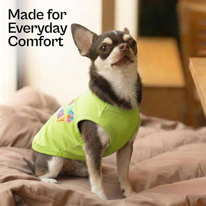 Parisian Pet Dog Tshirt - Embroidered “ Party Animal “ Tank Top - 100% Cotton and Lightweight Dog Clothes - Sleeveless Tee Shirts for Large Dogs - Pet Vest - XL
