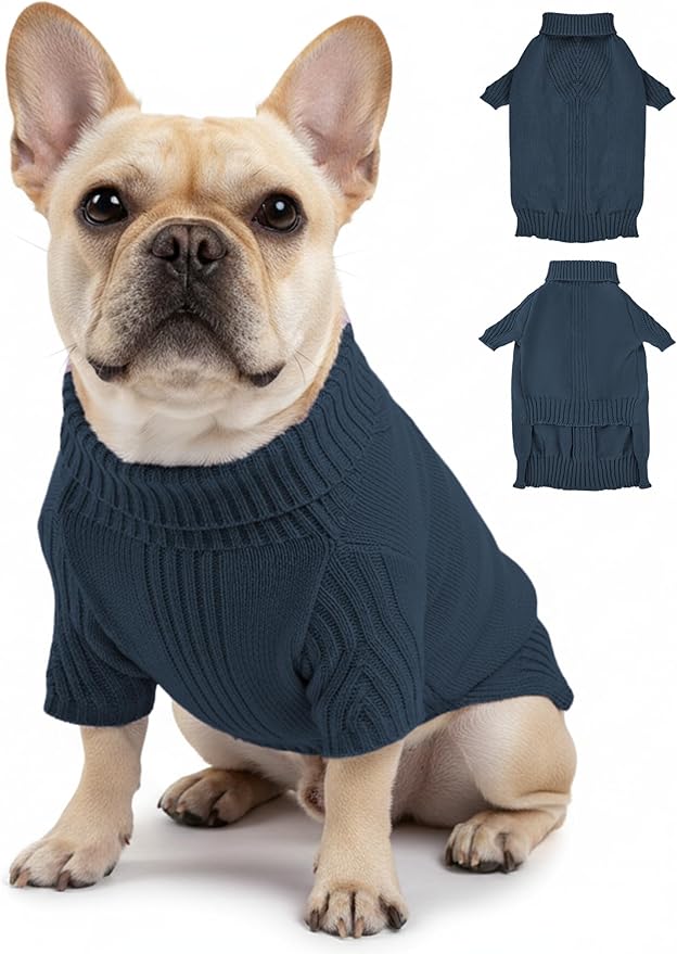 Dog Sweaters for Small Medium Large Dog, Classic Turtleneck Pet Clothes Warm Thermal Doggy Winter Coat, Thick Double Knitting Collar Pullover Cold Weather Puppy Jacket for Indoor & Outdoor Wear