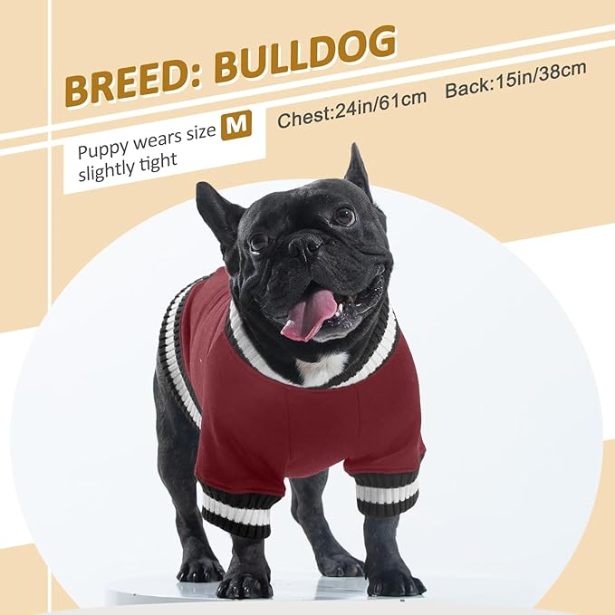FUAMEY Dog Pullover Sweatshirt，Dog Winter Sweaters Warm Dog Clothes Dog Vest Thick Puppy Pullover Soft Pet Fleece Sweater Cute Doggie Boy Girl Outfit for Small Medium Dogs Wine-red S