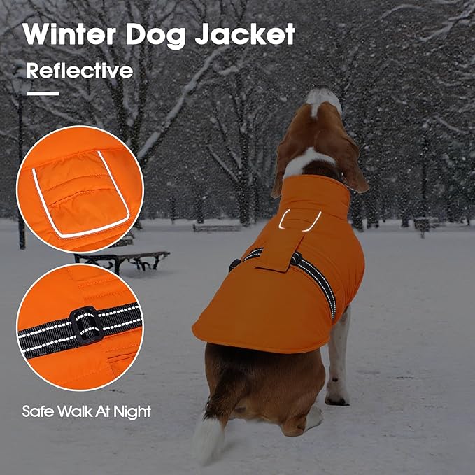 IECOii Warm Dog Coat Reflective Snow Jackets with Leash Hole Waterproof Windproof Winter Vest Coat with Buckles Cozy Fleece Vests for Winter, Spring, Fall, Outdoor Cold Weather Coats, Pink, Size 3XL