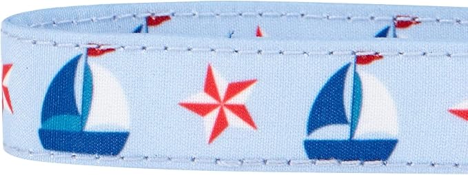 Blueberry Pet 4 Patterns Light Blue Starry Sailboat Designer Adjustable Tie Dog Collar, Medium, Neck 14.5"-20"