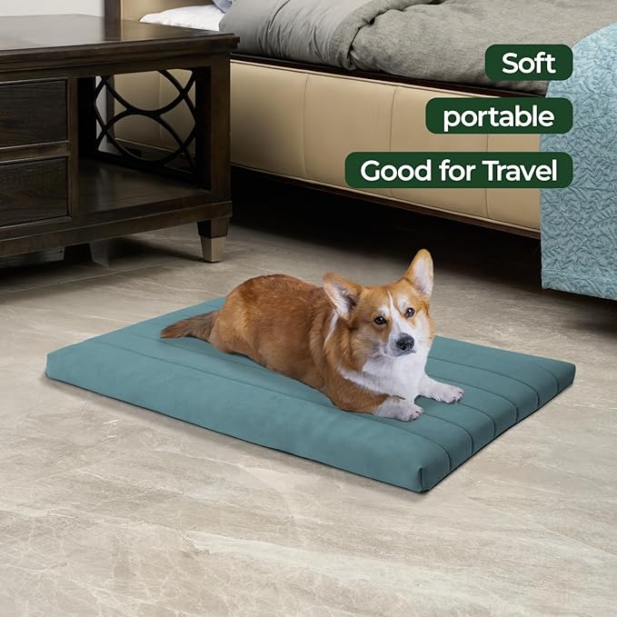 BALANCE Dog Crate Bed, Orthopedic Dog Bed Pad with Waterproof Liner, Washable Crate Foam Pet Mat for Large, Medium, Puppy Dogs Breeds, Powder Blue, 36"x23"x1.6"
